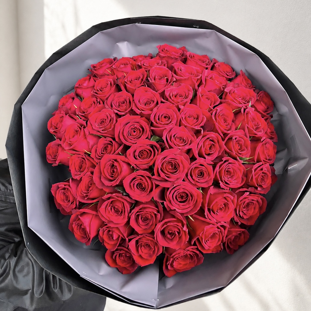 【都内へお届け】赤いバラ60本の花束をお届け